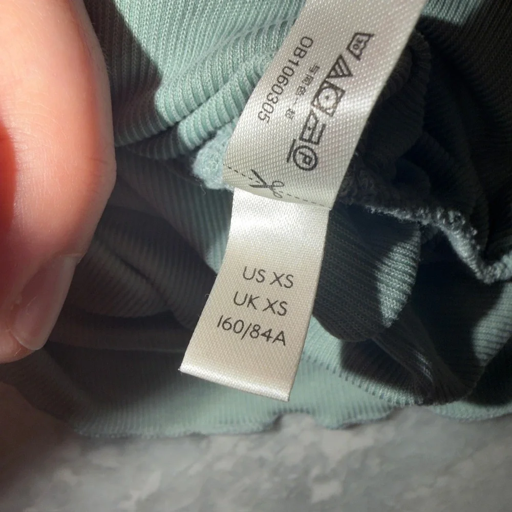 Intimately Free People Talk To Me Ruched Ribbed Top Teal Fitted‎ Shirt XS
